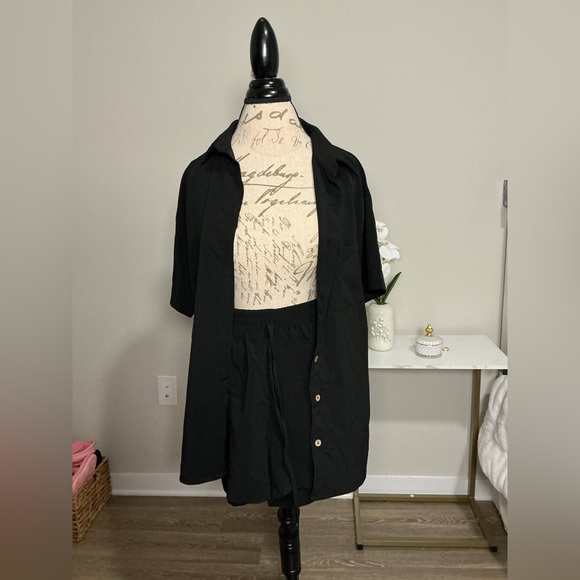 DO NOT BUY. “SOLD” 
Black Button-Up Shirt and shorts set - Picture 2 of 4